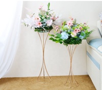 Support à fleurs en fil métallique FS019, or et argent, centre de table pour mariage, banquet, réception, arrangement floral