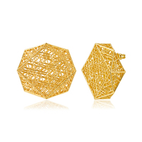 Boucles d'oreilles en forme géométrique polyédrique creuse en impression 3D, design unique, fil de laiton tissé, boucles d'oreilles épaisses, bijoux pour femmes