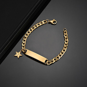 Bracciale in Acciaio Inox 304 Placcato Oro 18K PVD Impermeabile con Logo Personalizzato e Incisione Nome Ali Cuore - Product Image 3