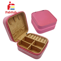 Boîte à bijoux sublimation personnalisée Boîte à bijoux carrée de voyage vierge Laserable avec fermeture éclair Boîte à bijoux portable Petite boîte à bijoux