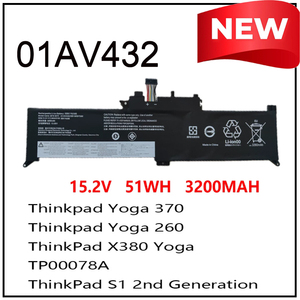 Batterie d'ordinateur portable 01AV432 pour Lenovo ThinkPad X380 Yoga 370 51Wh, batterie de remplacement, CE RoHS, vente en gros, approvisionnement en vrac - Product Image 2