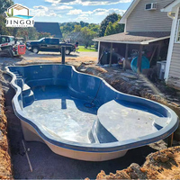 Piscine Modulaire Enterrée en Fibre de Verre Grande Taille, Écologique, Portable, de Qualité, pour Extérieur, Toutes Saisons, avec Système de Débordement, pour Bien-être sur Toit