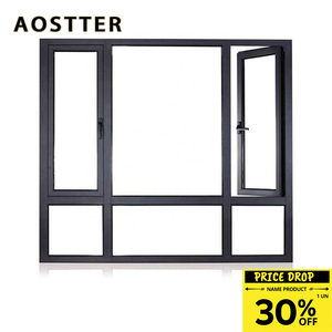 Fenêtre à battant en aluminium AOSTTER en forme <span class=keywords><strong>de</strong></span> L avec panneau d'opacification et poignée à loquet sécurisé pour villa <span class=keywords><strong>de</strong></span> luxe - Product Image 3