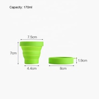 ODM 170ml bouteille en silicone pliable anti-fuite format de poche boissons chaudes et froides tasse à café réutilisable camping randonnée avec couvercles