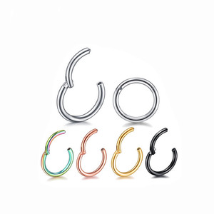 Stainless Steel Piercing Body Jewelry in Stock Fashion <strong>Round</strong> Hoop Clicker Septum Hinged <strong>Nose</strong> <strong>Ring</strong> - Product Image 6
