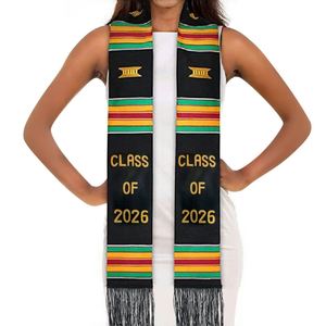 Étole de graduation personnalisée noire en tissu Kente authentique tissé à la main, collection Grads Matter Classe de 2026 - Product Image 1