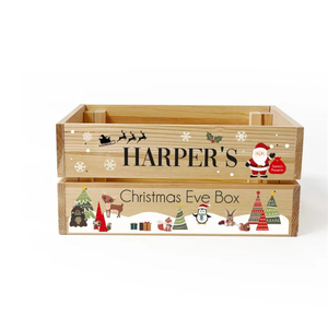 Cajas de regalo de Nochebuena personalizadas Artesanía de madera Cajas de regalo de madera elegantes y letreros de pared para regalos de vacaciones - Product Image 2