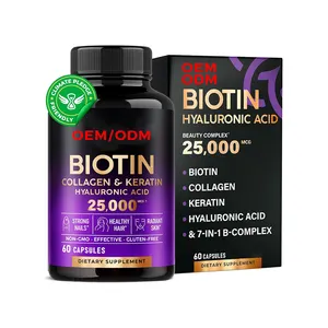 60 Capsules Collagen Keratin Vitamins Biotin for Hair Growth Support Supplement for Women with Hyaluronic Acid
