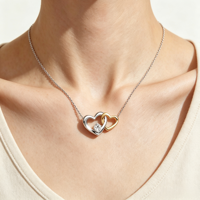 Collier de luxe classique personnalisé en usine, en argent sterling et or 14 carats, avec diamant de laboratoire rond