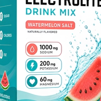 Watermelon Salt Electrolyte Drink Mix Powder Stick Packs Low Sodium Sport Hydration Supplement