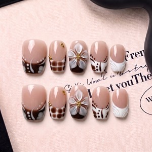 <span class=keywords><strong>Uñas</strong></span> Acrílicas Hechas a Mano con Diseño Personalizado OEM, <span class=keywords><strong>Francesas</strong></span> 2.0, Cuadradas, Curva 3D, Cobertura Completa, PMMA Texturizado, 10 Piezas - Product Image 2