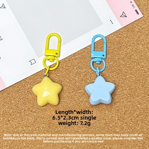 Portachiavi in resina a forma di stella giallo crema, simpatico e grassocchello, confezione multipla, ciondolo per borsa, fai da te, regalo per migliori amici e coppie, accessorio decorativo - Product Image 3