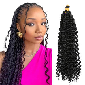 Gran oferta, extensión de cabello trenzado con ondas de agua de 100g y 14 pulgadas, cabello bohemio con ondas de playa con ganchillo, pelucas de rizos sintéticos 100% - Product Image 1