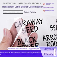 Stiker huruf transparan tahan air perekat kuat bentuk kustom penanda bahan PP untuk label bumbu dapur