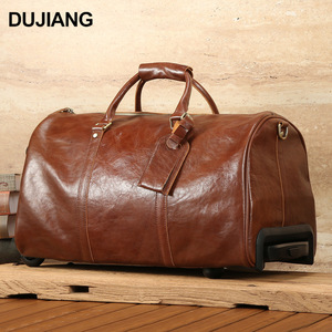 Dujiang Leather Travel Duffel Bag 36-55L Trolley <b>Suitcase</b> Men's Business Luggage - Product Image 1