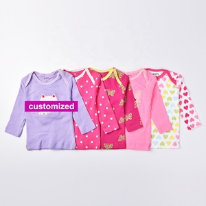 Lot de 5 t-shirts personnalisés multicolores confortables à manches longues pour garçons et filles, vêtements pour tout-petits, t-shirt en coton blanc pour bébé - Product Image 1