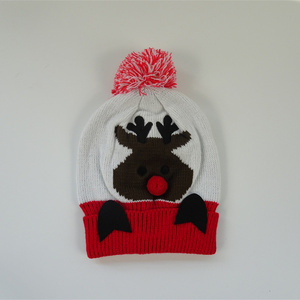 Popular de alta calidad 100% acrílico Reno patrón tejido invierno Santa sombrero <span class=keywords><strong>Xman</strong></span> sombrero al por mayor - Product Image 1