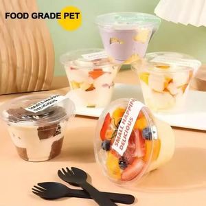 ถ้วยเครื่องดื่ม PET ใสขนาดเล็ก 180 มล. 250 มล. เกรดอาหารสำหรับโรงงาน ใช้แล้วทิ้ง เป็นมิตรกับสิ่งแวดล้อม พร้อมฝาปิด รับทำโลโก้ ถ้วยไอศกรีม ถ้วยเค้ก - Product Image 3
