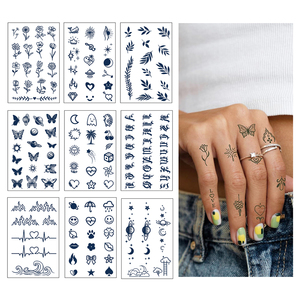 Vente en gros de petits tatouages temporaires semi-permanents autocollants de <span class=keywords><strong>tatouage</strong></span> de faux doigt de jus d'herbes imperméables pour femmes hommes - Product Image 1