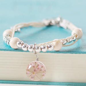 AB1-D fait à la main réglable violet céramique verre perle tressé Bracelet 15-25cm Couple bijoux avec cordon ciré idée cadeau - Product Image 3