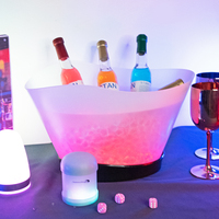 Seau à glace semi-transparent pour vins de champagne spiritueux pour club Seau à glace à led pour 12 bouteilles de bière