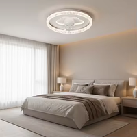 360 °   Ventilateur de plafond intelligent à tête oscillante avec télécommande pour haut-parleur Bluetooth, lampe, design moderne