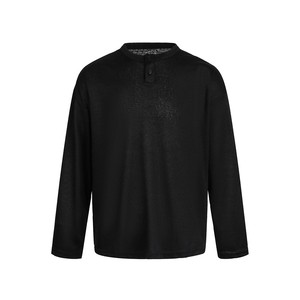 Men's Long Sleeve <b>Henley</b> T Shirt Speckled Knitted Casual Pullover Custom Logo <b>Top</b> - Product Image 2