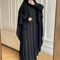 Ensemble Abaya Deux Pièces Sur Mesure en Soie de Médine, Manche à Volants et Poches, Robe Modeste Musulmane pour Femme, Vêtement Islamique Élégant en Gros