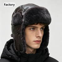 Sombrero de Aviador de Piel de Oveja Auténtica para Invierno, Cuero de Doble Cara, para Hombre y Mujer, Venta al Por Mayor Directa de Fábrica, con Soporte para Muestras