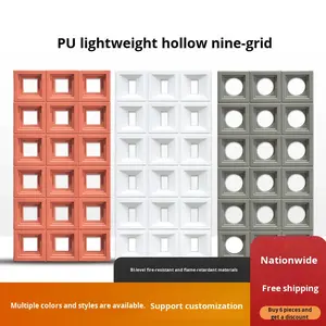 อิฐตกแต่งน้ำหนักเบาแบบกำหนดเองได้ ผลิตจาก PU รูปทรงกลวง แบ่งเป็นสองด้าน แบบกั้นห้อง 9 ช่อง  ตกแต่งด้วยปูนซีเมนต์ - Product Image 5