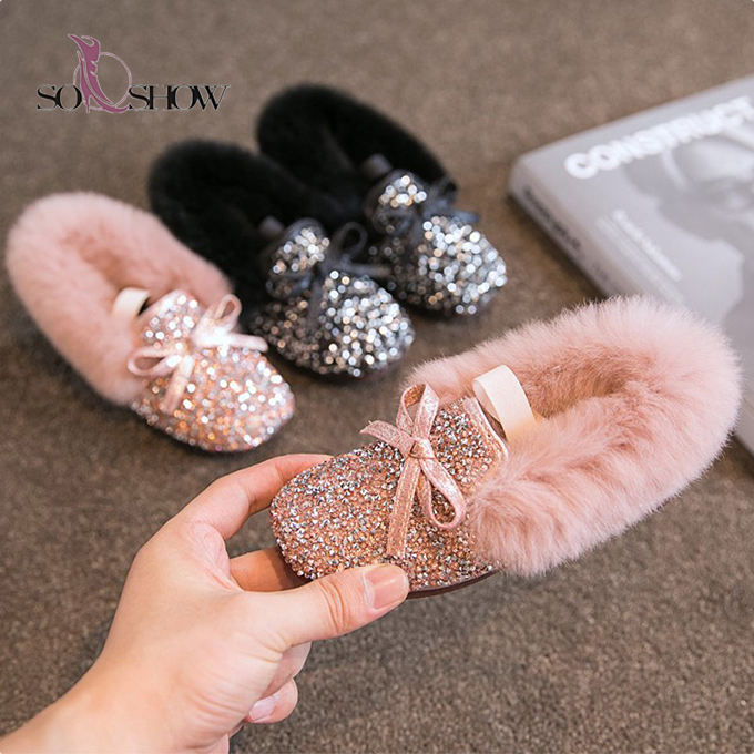 Детская обувь с блестками, зимние сапоги, милая обувь принцессы
