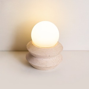 Cream Style Rechargeable Table <b>Lamp</b> With Natural Yellow Travertine Base Led Light Source Remote Control Dimmable Bedroom - Product Image 1