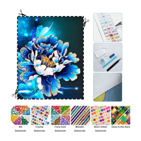 Kit de Peinture Diamant 5D DIY à Motif Fleur Bleue avec Strass en Résine AB, Idéal pour la Décoration Murale du Salon et de la Maison - Vente Flash