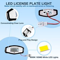 Nrgedzam 2PCS 3W 12V LED Plaque D'immatriculation Lumière Tag Lampe Assemblage Feux Arrière pour Accord /Acura Sedan