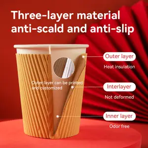 Wholesale Custom Double Wall Paper Cup Biodegradable Ripple Tea Coffee Paper Cups