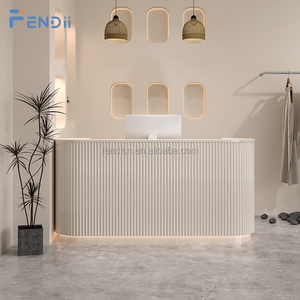 Văn phòng salon bán lẻ bàn tiếp tân bằng gỗ hiện đại với truy cập có thể khóa ngăn kéo và mở kệ - Product Image 1