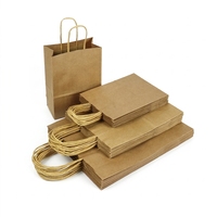 Sac en papier kraft brun en gros avec poignée, impression personnalisée, sac cadeau, sac de livraison rapide pour la restauration rapide, sac de courses