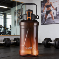 Bouteilles Longstar au design minimaliste 2,5 L, écologiques, avec paille, bouton-poussoir en corde, anti-fuite, sans BPA, pour une consommation directe – Idéales pour les modernes