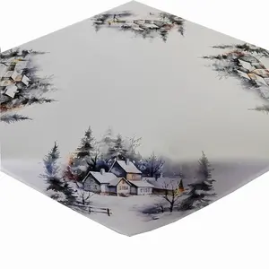 Nappe de table de style campagnard rétro avec des nappes d'impression de paysage de neige d'hiver pour la décoration de table à la maison