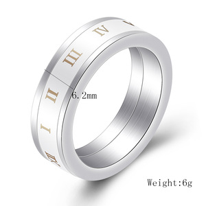 Ceramic Roman Numeral Personalized Rotating Stainless Steel <b>Ring</b> For Women White Gift Jewelry - Product Image 5