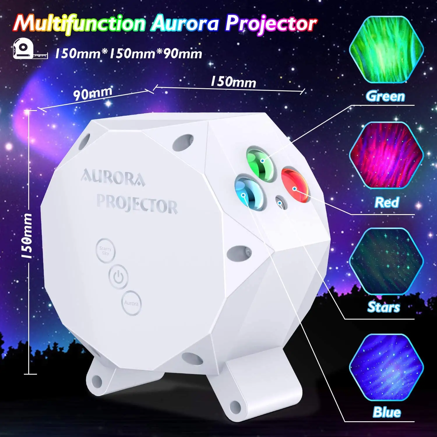 Planet Laser Star Projector Light Usb Remote Control Rotating Dream Ocean Night Lamp Music RGB Projection Light