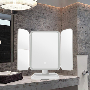USB sạc di động LED Magnifying mỹ phẩm gương có thể gập lại Vanity bàn đôi bên ba tùy chỉnh màu sắc trang điểm gương - Product Image 2