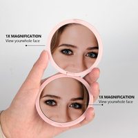 Miroir de Maquillage Compact Double-Face Rond Pliable en Plastique, Format de Poche, Portable et Mignon, Idéal pour le Voyage, Avec Logo Personnalisé