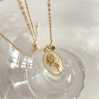 Collar con Colgante Ovalado de Concha con Flor de Nacimiento y Piedra de Nacimiento, Regalo para el Día de la Madre, Certificado CE