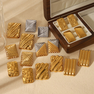 ต่างหูทรงเรขาคณิตสี่เหลี่ยมทอง เงิน สแตนเลส เครื่องประดับแฟชั่นสำหรับผู้หญิง สำหรับการค้าอีคอมเมิร์ซข้ามพรมแดน - Product Image 1