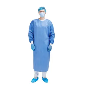 Hospital Use Non Woven AAMI Level 2 Disposable Isolation Gown SMS Visitor Gown