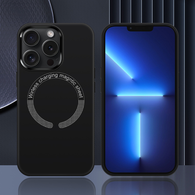 For iPhone 15 Silicone Magnetic Charging Phone case for iPhone 16 Pro Max Liquid Silicone Magnetic Suction Shell