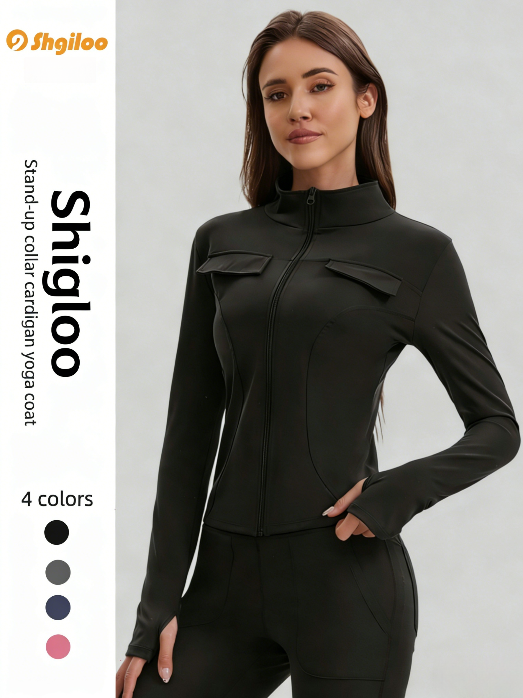 High-Stretch Breathable Eco-Friendly Lightweight Naked-Feel Fitness Slim-Fit Stand-Collar Zip-Up Yoga Jacket Commute Running