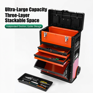 <b>Tool</b> <b>Box</b> Rolling 3 Layer Iron Painted With Wheels <b>For</b> <b>Tool</b> Storage Up To 200l Latch <b>Lock</b> - Product Image 1