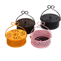 A2889 Boîte à encens classique en bois de santal pour prévention d'incendie, avec plateau à spirale en bronze, parfumée, répulsif moustiques domestique, été
